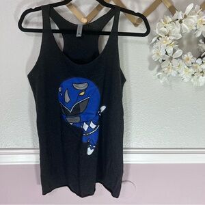 Blue Power Ranger Cartoon Racerback Tank in Grey color